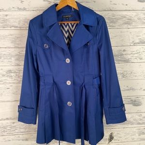 NWT Blue Raincoat XL Nordstrom Via Spiga Detachable Hood Water Repellant
